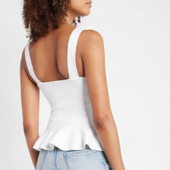 NWT Express Body Contour Sleeveless Ruffle Peplum Sweater in White - size XL - Picture 3 of 3